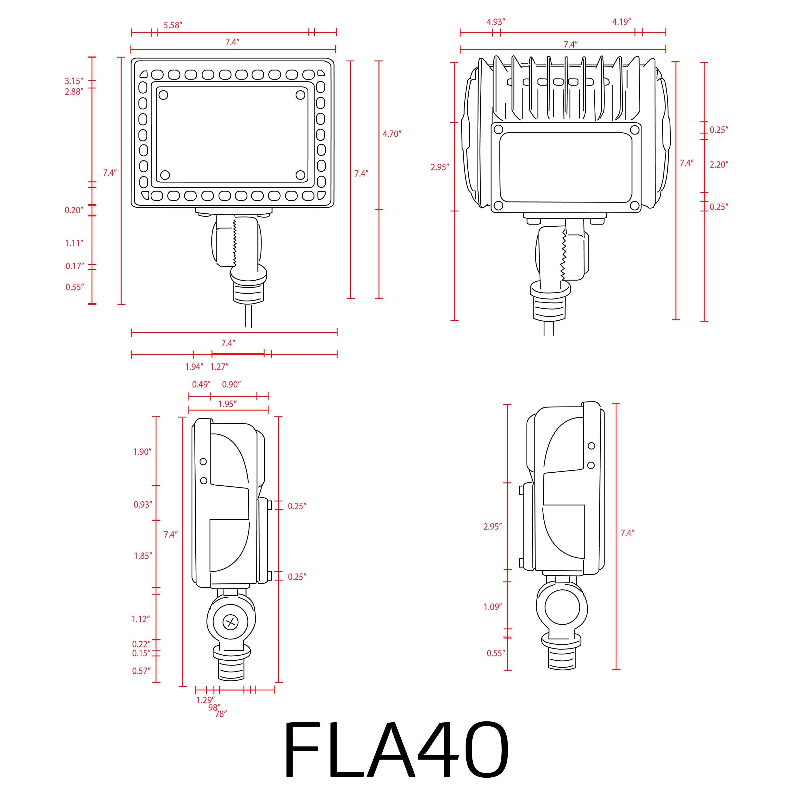 FLA40 Aluminum 40W Outdoor LED Low Voltage Landscape Lighting Flood Light
