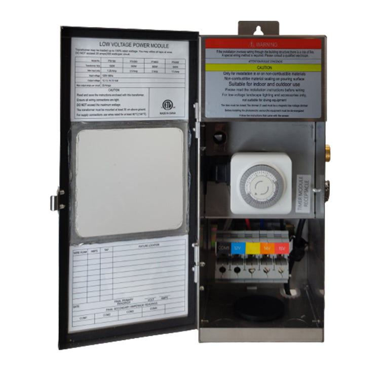 TSRPT300 300W Multi Tap Low Voltage Transformer with Photocell and Manual Dial Timer IP65 Waterproof