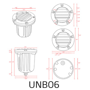 UNB06 Cast Brass Low Voltage Round Grill LED In-ground Light IP65 Waterproof