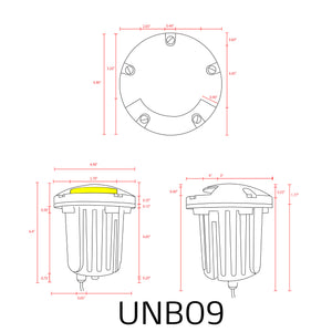 UNB09 Cast Brass Round Moni-Directional Low Voltage LED In-ground Light