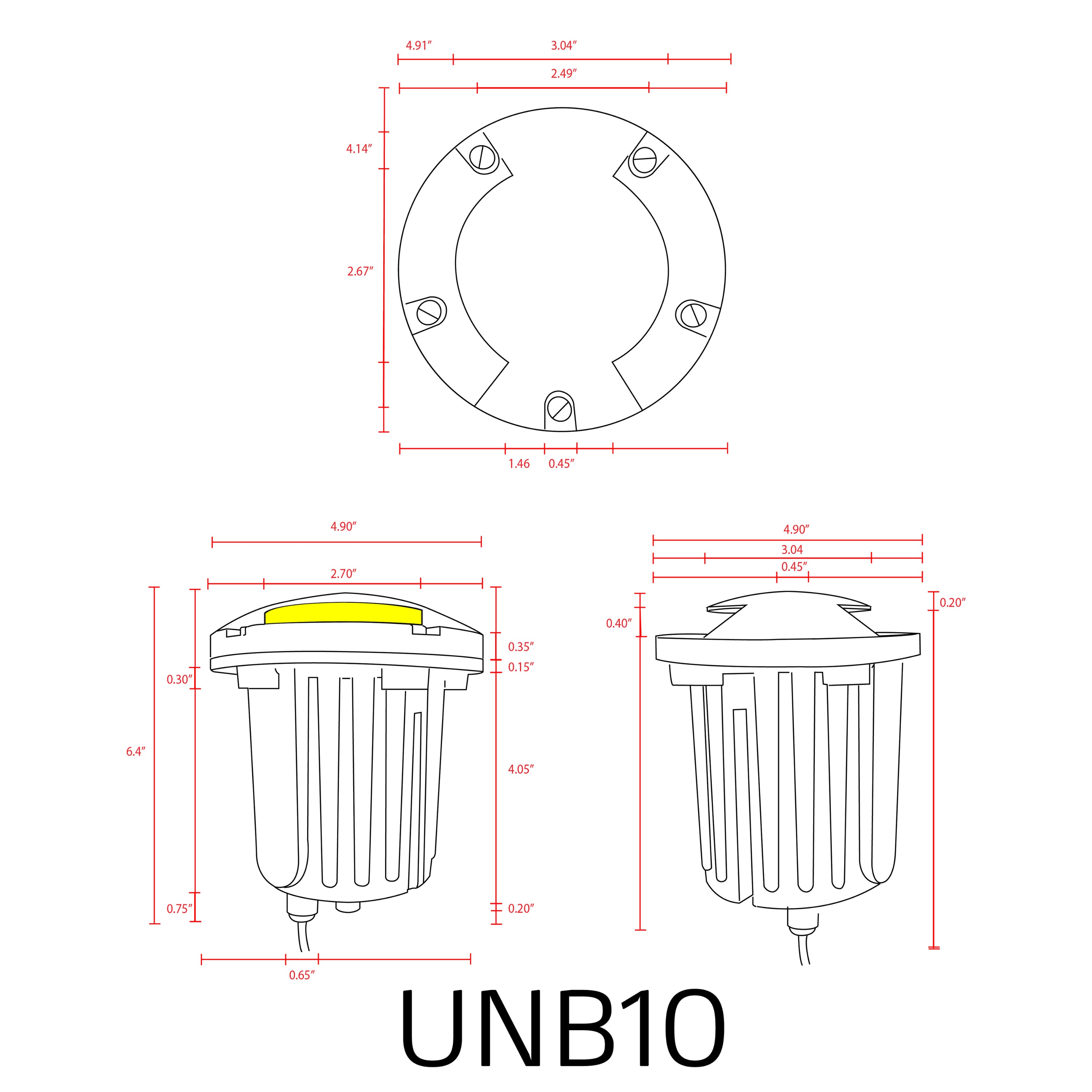 UNB10 Cast Brass Round Bi-Directional Low Voltage LED In-ground Light