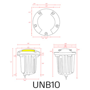 UNB10 Cast Brass Round Bi-Directional Low Voltage LED In-ground Light