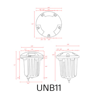 UNB11 Cast Brass Round Tri-Directional Low Voltage LED In-ground Light