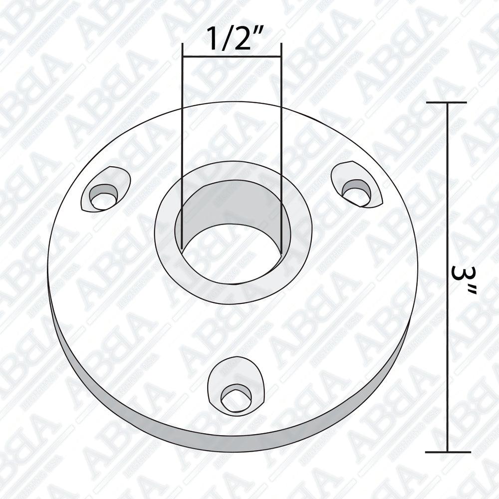 BP1 Brass Surface Mount Round Bracket for Landscape Lighting Fixture.