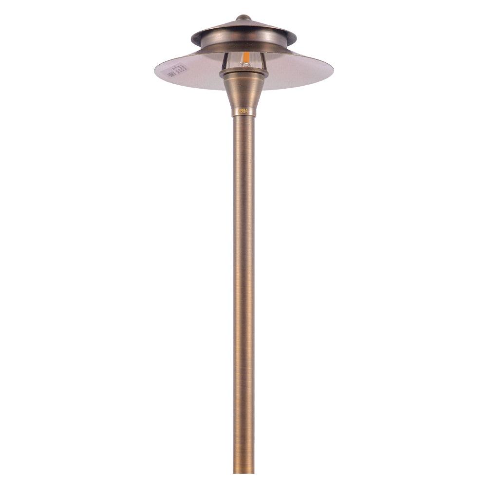 PLB04 Two Tier Brass LED Pagoda Low Voltage Path Light - Kings Outdoor Lighting