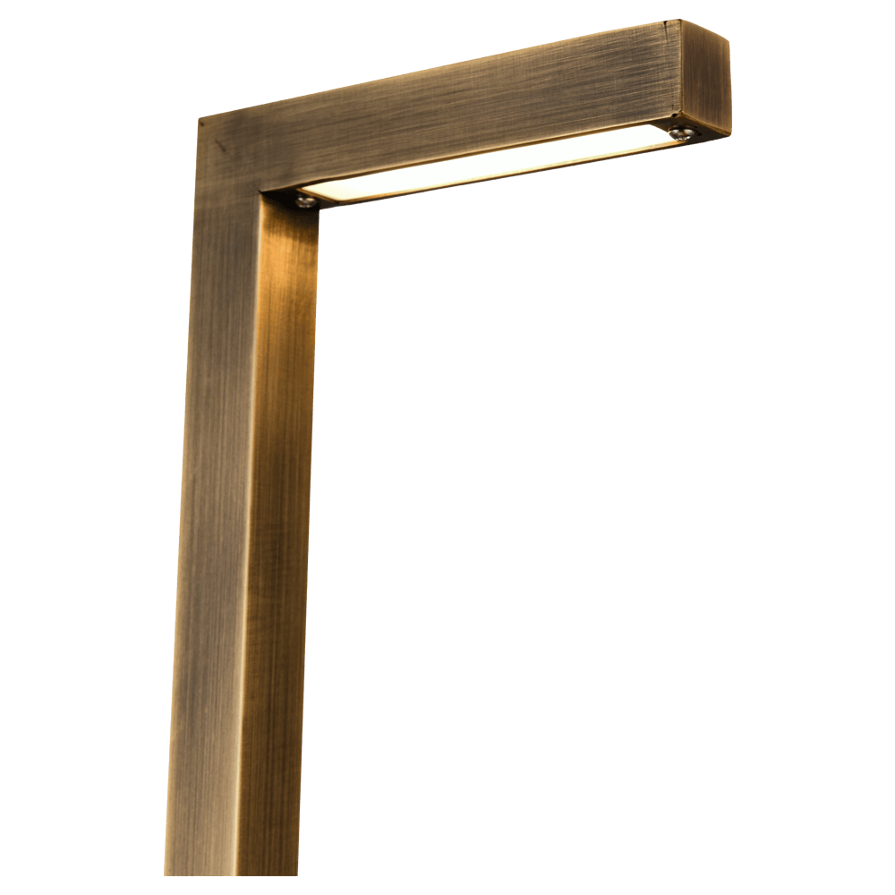 PLB10 LED Brass L-Shaped Low Voltage Landscape Lighting Path Light.