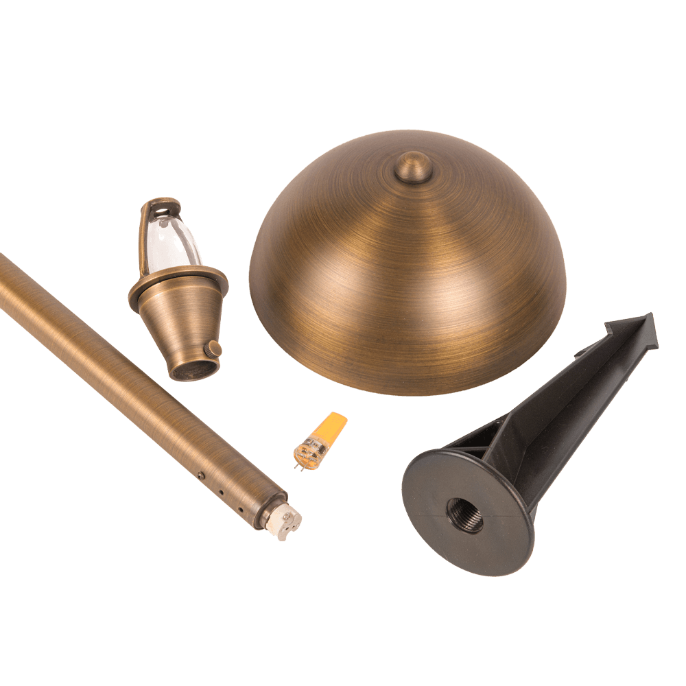 PLB08 Brass LED Globe Low Voltage Pathway Outdoor Landscape Lighting Fixture - Kings Outdoor Lighting