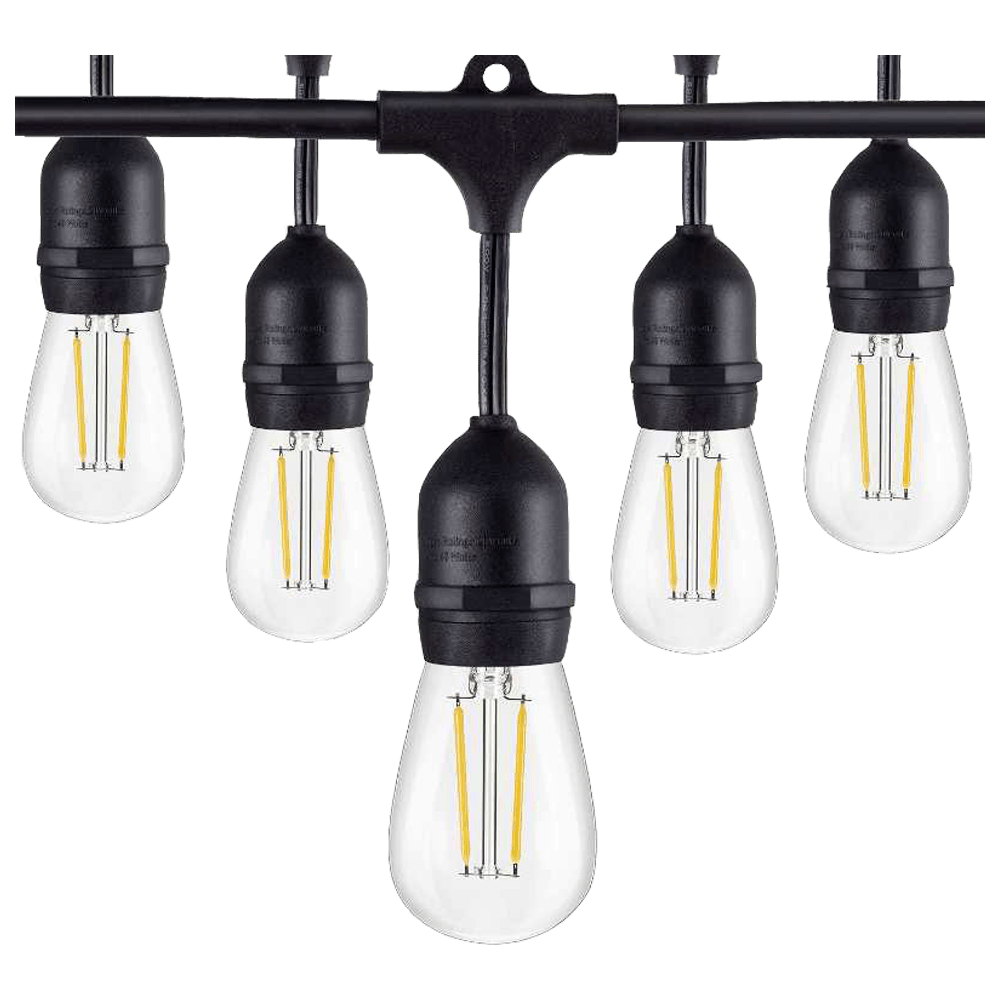 SL101 LED Low Voltage Bistro String Lights 48 FT Outdoor Weatherproof 12V Edison Bulbs.