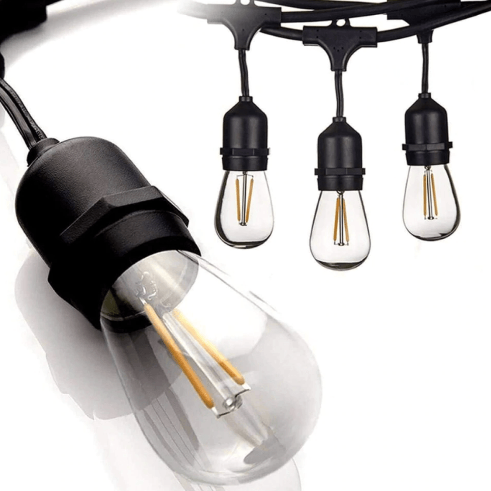 SL101 LED Low Voltage Bistro String Lights 48 FT Outdoor Weatherproof 12V Edison Bulbs.
