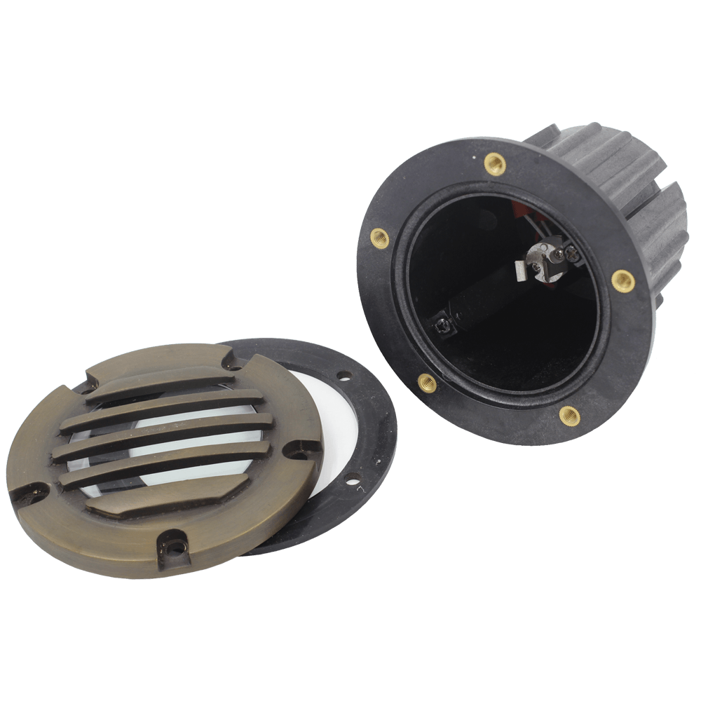 UNB06 Cast Brass Low Voltage Round Grill LED In-ground Light IP65 Waterproof.