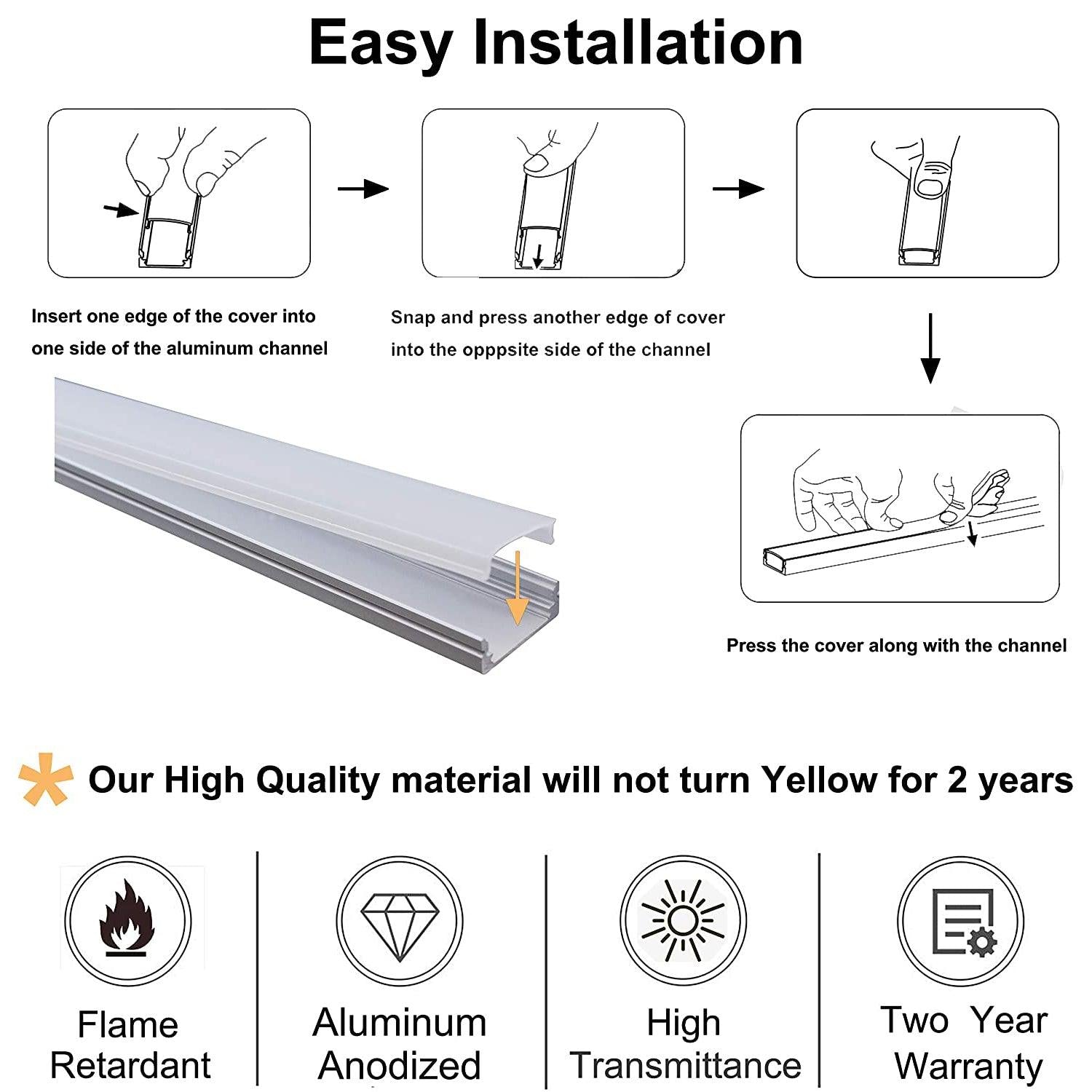 AP44M Rectangular Aluminum Channel 10 Pack LED Strip Light Cover End Caps - Kings Outdoor Lighting